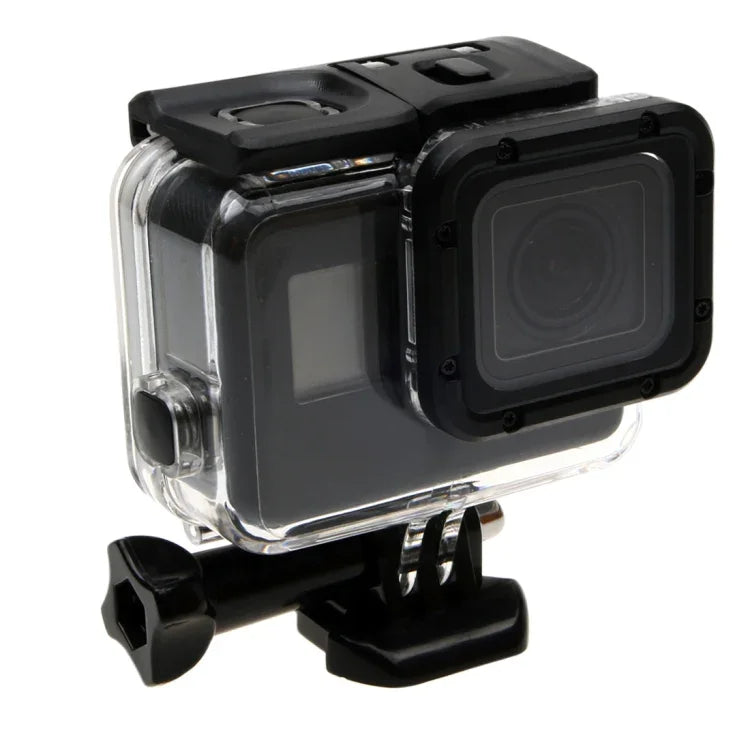 เคสกันน้ำลึก 30 เมตรสำหรับ GoPro HERO6 /5 พร้อมฝาหลังโปร่งแสงและตัวยึดพื้นฐานพร้อมสกรู ไม่ต้องถอดเลนส์ (GP413), เคสและฝาหลัง