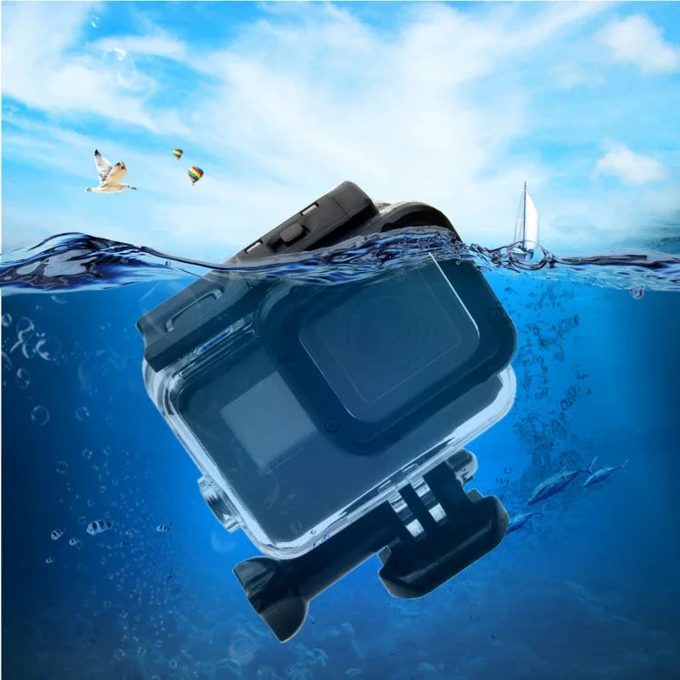 เคสกันน้ำลึก 30 เมตรสำหรับ GoPro HERO6 /5 พร้อมฝาหลังโปร่งแสงและตัวยึดพื้นฐานพร้อมสกรู ไม่ต้องถอดเลนส์ (GP413), เคสและฝาหลัง