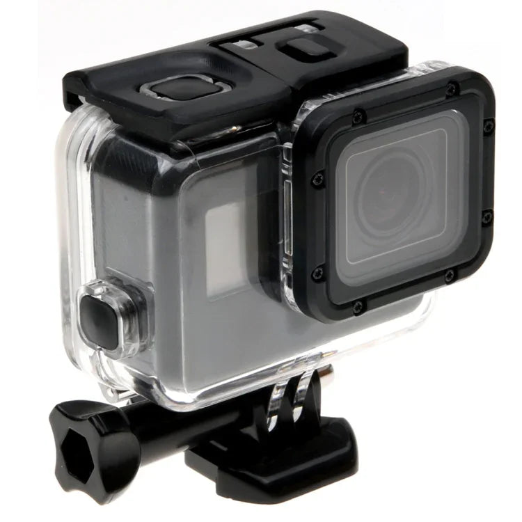 เคสกันกระแทกโครงกระดูกสำหรับ GoPro HERO6 /5 พร้อมฝาหลังโปร่งแสงและตัวยึดพื้นฐานพร้อมสกรู, ไม่ต้องถอดเลนส์, ฝาหลังโปร่งแสง