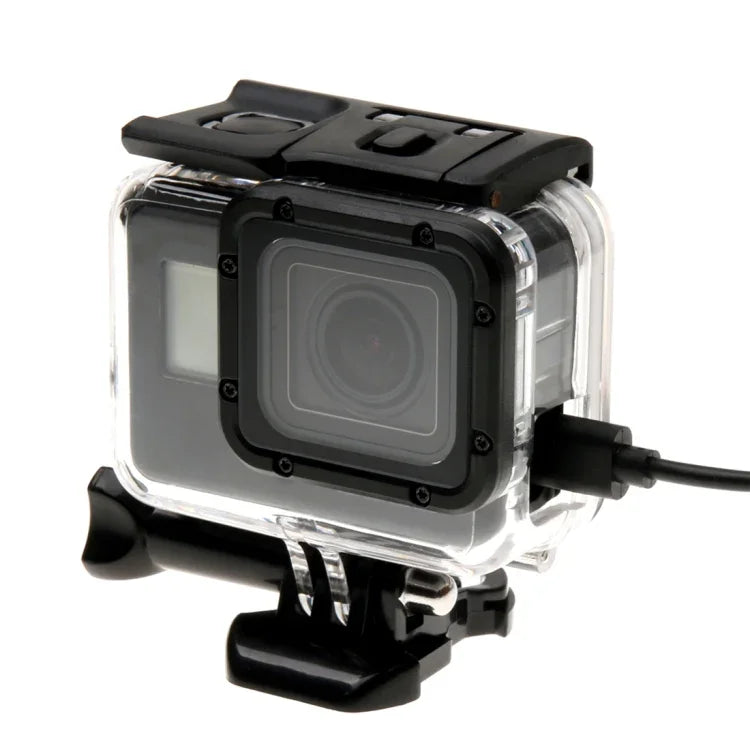 เคสกันกระแทกโครงกระดูกสำหรับ GoPro HERO6 /5 พร้อมฝาหลังโปร่งแสงและตัวยึดพื้นฐานพร้อมสกรู, ไม่ต้องถอดเลนส์, ฝาหลังโปร่งแสง