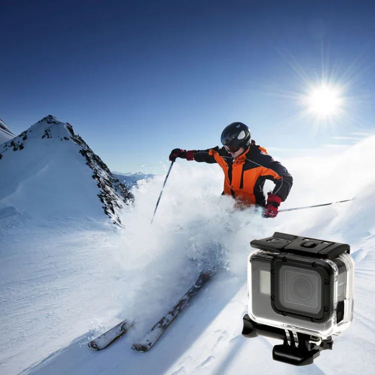 เคสกันกระแทกโครงกระดูกสำหรับ GoPro HERO6 /5 พร้อมฝาหลังโปร่งแสงและตัวยึดพื้นฐานพร้อมสกรู, ไม่ต้องถอดเลนส์, ฝาหลังโปร่งแสง