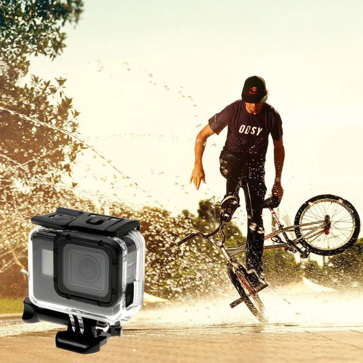เคสกันกระแทกโครงกระดูกสำหรับ GoPro HERO6 /5 พร้อมฝาหลังโปร่งแสงและตัวยึดพื้นฐานพร้อมสกรู, ไม่ต้องถอดเลนส์, ฝาหลังโปร่งแสง
