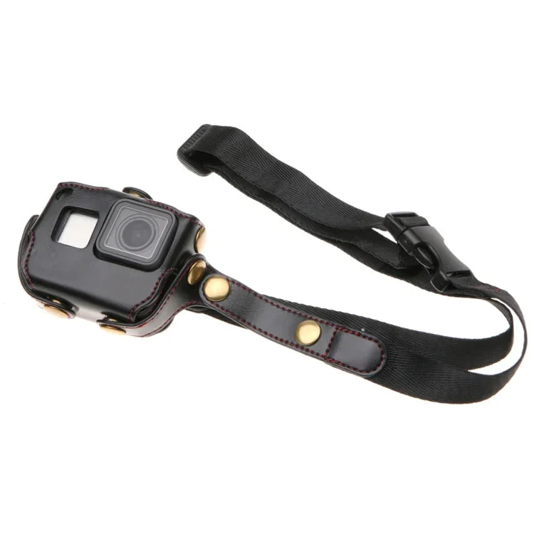 เคสหนัง PU สำหรับ GoPro HERO7 Black /6 /5 พร้อมสายคล้องคอและปุ่ม, หนัง PU (สีน้ำตาล), หนัง PU (สีกาแฟ), หนัง PU (สีดำ)