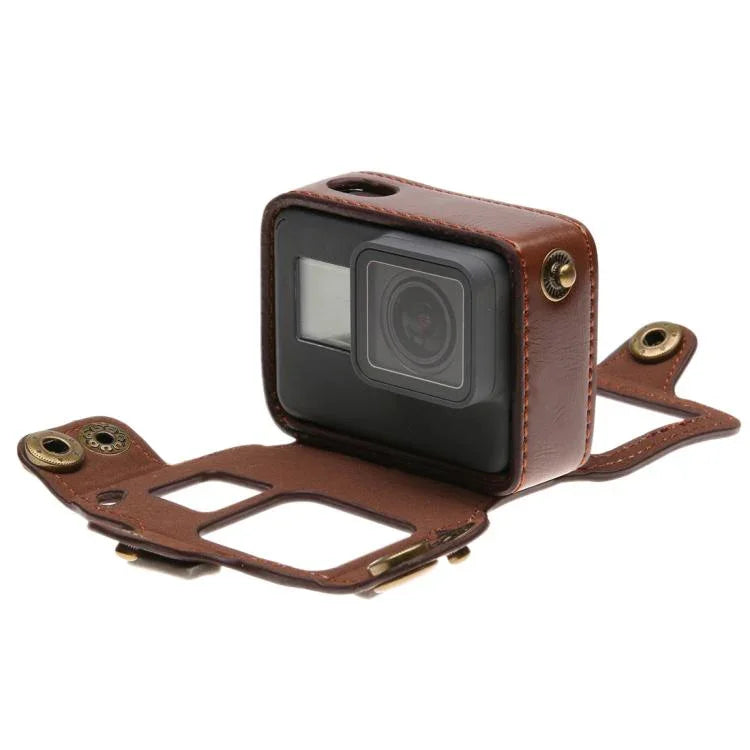 เคสหนัง PU สำหรับ GoPro HERO7 Black /6 /5 พร้อมสายคล้องคอและปุ่ม, หนัง PU (สีน้ำตาล), หนัง PU (สีกาแฟ), หนัง PU (สีดำ)