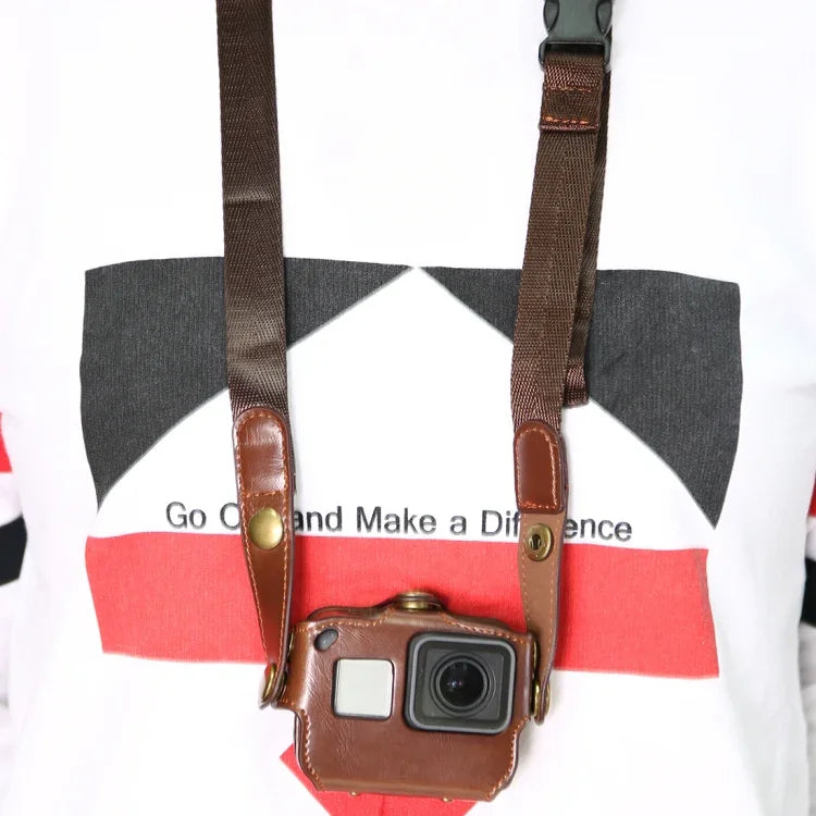 เคสหนัง PU สำหรับ GoPro HERO7 Black /6 /5 พร้อมสายคล้องคอและปุ่ม, หนัง PU (สีน้ำตาล), หนัง PU (สีกาแฟ), หนัง PU (สีดำ)