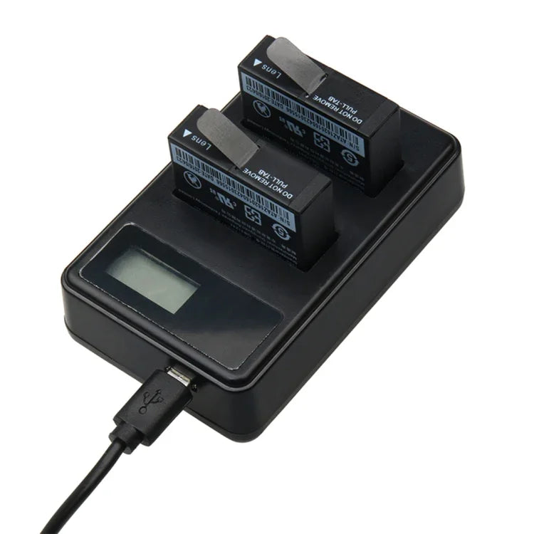 เครื่องชาร์จแบตเตอรี่คู่พร้อมหน้าจอ LCD และสาย USB สำหรับกล้อง Xiaoyi 4K Sport, แสดงสถานะแบตเตอรี่ (XM47), เครื่องชาร์จแบตเตอรี่หน้าจอ LCD