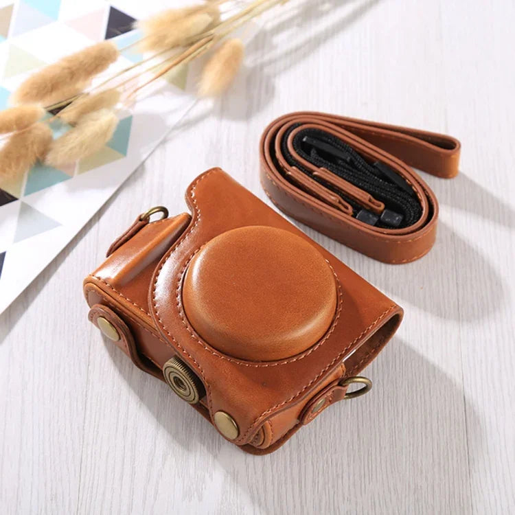 กระเป๋าเคสหนัง PU สำหรับกล้องทั้งตัวพร้อมสายสะพายสำหรับ Canon G9X / G9X II, สำหรับ G9X