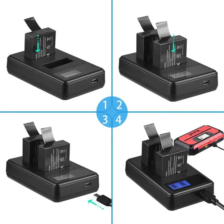 ที่ชาร์จแบตเตอรี่คู่พร้อมจอ LCD สำหรับ SJCAM SJ7000 / SJ6000 / SJ5000 / SJ4000 แสดงสถานะแบตเตอรี่, สำหรับ SJCAM SJ7000