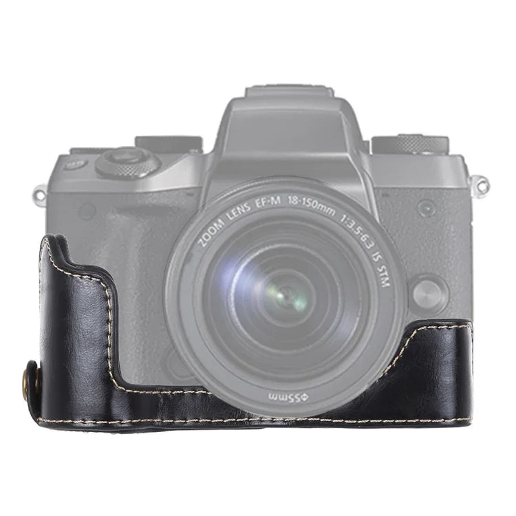 ฐานเคสกล้องหนัง PU ครึ่งตัวพร้อมเกลียว 1/4 นิ้ว สำหรับ Canon EOS M5, สำหรับ Canon M5
