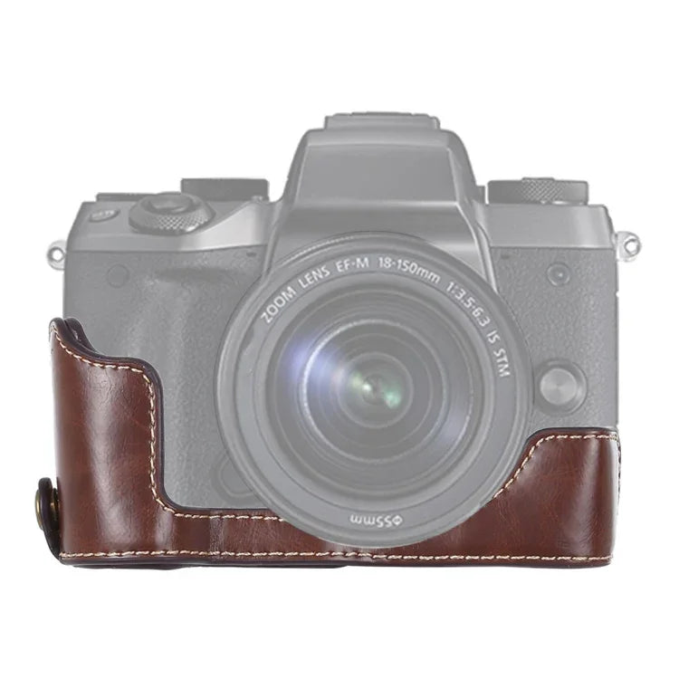ฐานเคสกล้องหนัง PU ครึ่งตัวพร้อมเกลียว 1/4 นิ้ว สำหรับ Canon EOS M5, สำหรับ Canon M5
