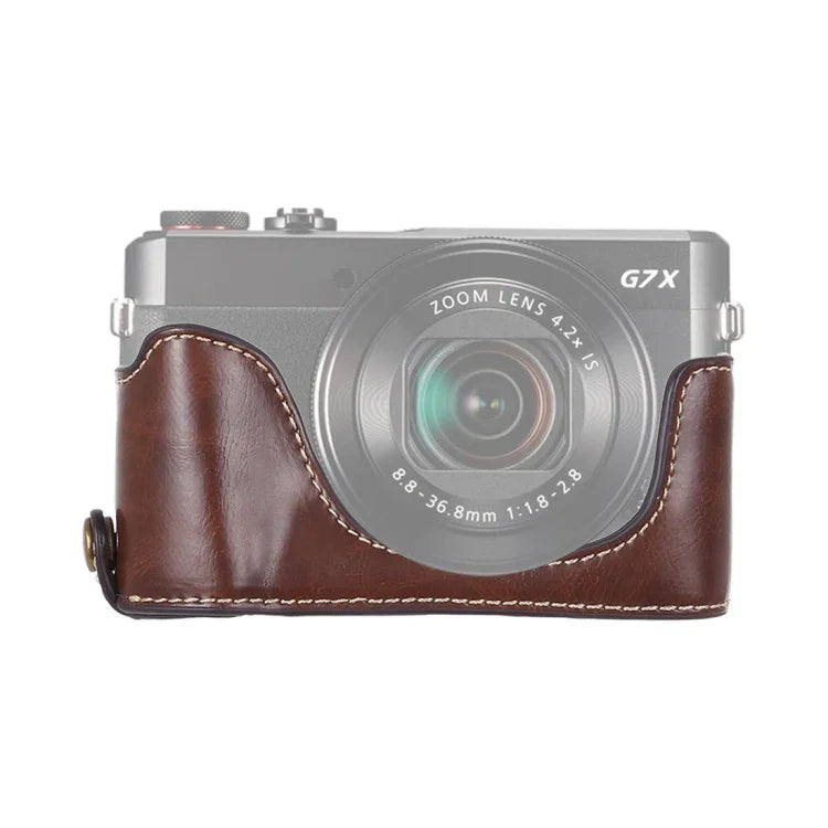 ฐานเคสครึ่งตัวกล้องหนัง PU เกลียว 1/4 นิ้ว สำหรับ Canon G7 X Mark II, สำหรับ Canon G7X2