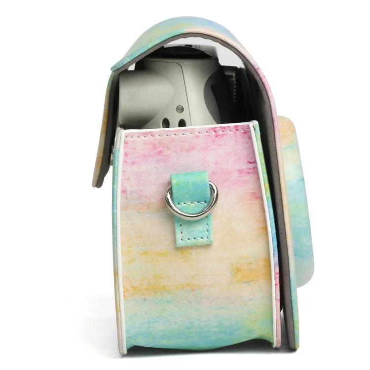 กระเป๋าเคสกล้องหนัง PU ลายภาพวาดน้ำมันรุ้ง สำหรับกล้อง FUJIFILM Instax Mini 7S / 7C, ลายรุ้งน้ำมัน