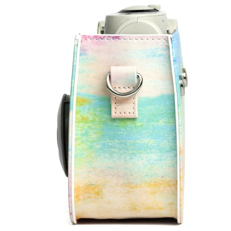 กระเป๋าเคสกล้องหนัง PU ลายภาพวาดน้ำมันรุ้ง สำหรับกล้อง FUJIFILM Instax Mini 7S / 7C, ลายรุ้งน้ำมัน