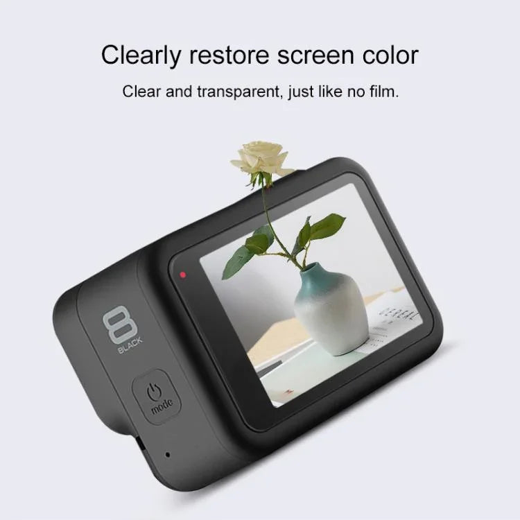 ฟิล์มกันรอยเลนส์กล้อง HD สำหรับ GoPro HERO8 Black + ฟิล์มกันรอยหน้าจอ LCD HD
