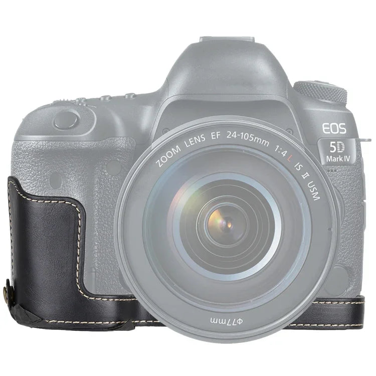 ฐานเคสหนัง PU ครึ่งตัวสำหรับกล้อง พร้อมเกลียว 1/4 นิ้ว สำหรับ Canon EOS 5D Mark IV / 5D Mark III, สำหรับ Canon 5D4