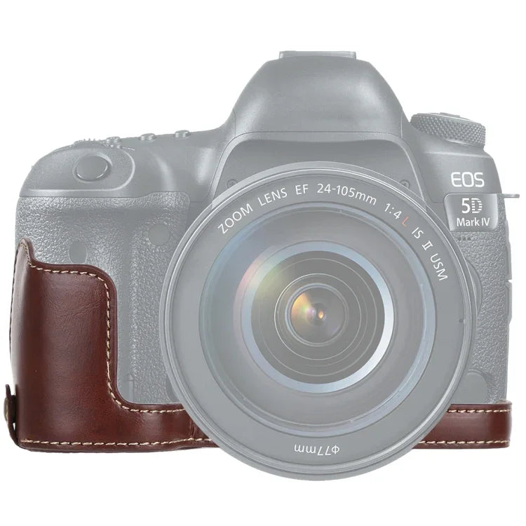 ฐานเคสหนัง PU ครึ่งตัวสำหรับกล้อง พร้อมเกลียว 1/4 นิ้ว สำหรับ Canon EOS 5D Mark IV / 5D Mark III, สำหรับ Canon 5D4