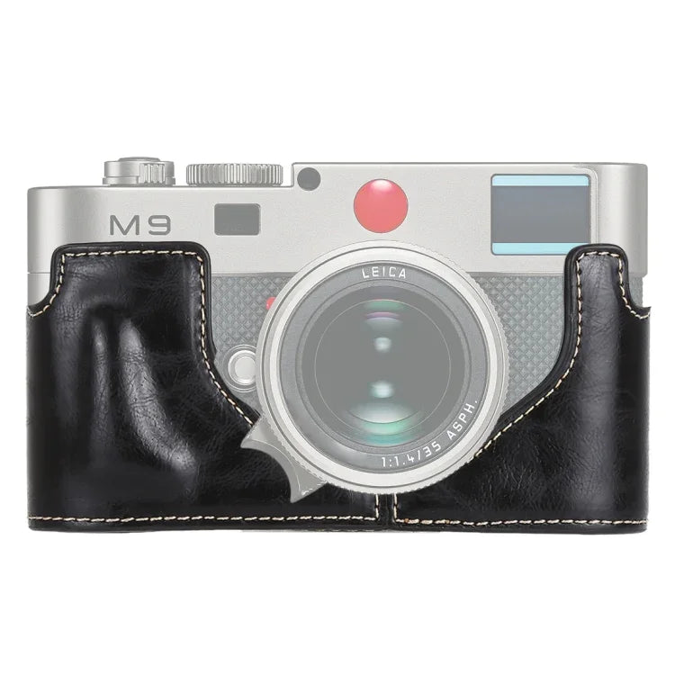 ฐานเคสหนัง PU ครึ่งตัวสำหรับกล้อง พร้อมเกลียว 1/4 นิ้ว สำหรับ Leica M9, สำหรับ Leica M9