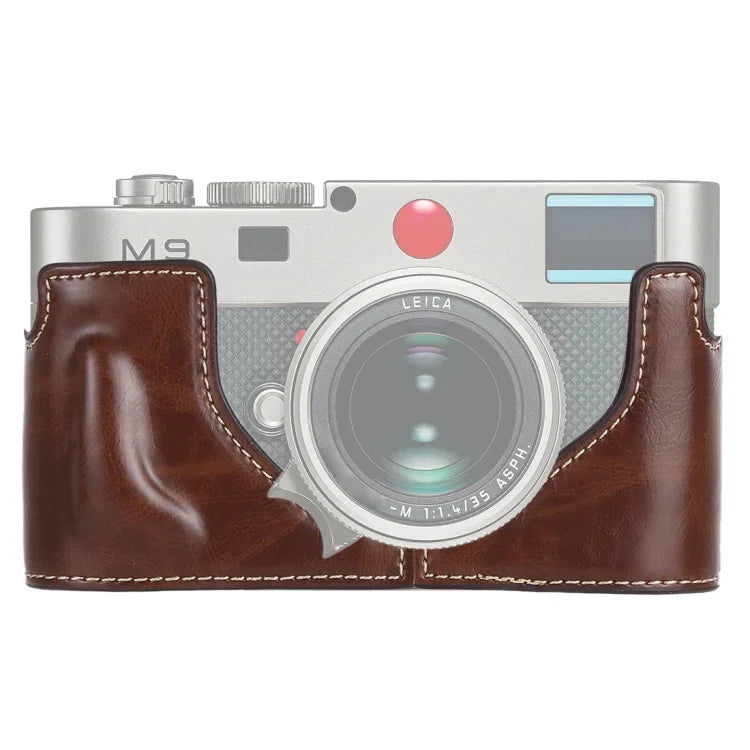 ฐานเคสหนัง PU ครึ่งตัวสำหรับกล้อง พร้อมเกลียว 1/4 นิ้ว สำหรับ Leica M9, สำหรับ Leica M9