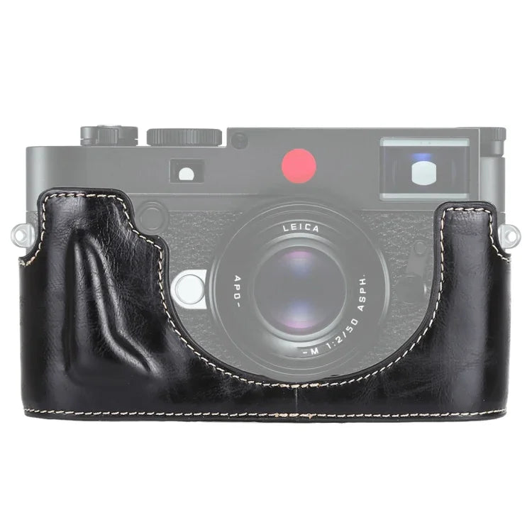 ฐานเคสหนัง PU ครึ่งตัวสำหรับกล้อง พร้อมเกลียว 1/4 นิ้ว สำหรับ Leica M10, สำหรับ Leica M10