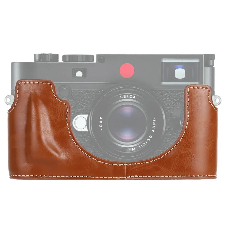 ฐานเคสหนัง PU ครึ่งตัวสำหรับกล้อง พร้อมเกลียว 1/4 นิ้ว สำหรับ Leica M10, สำหรับ Leica M10