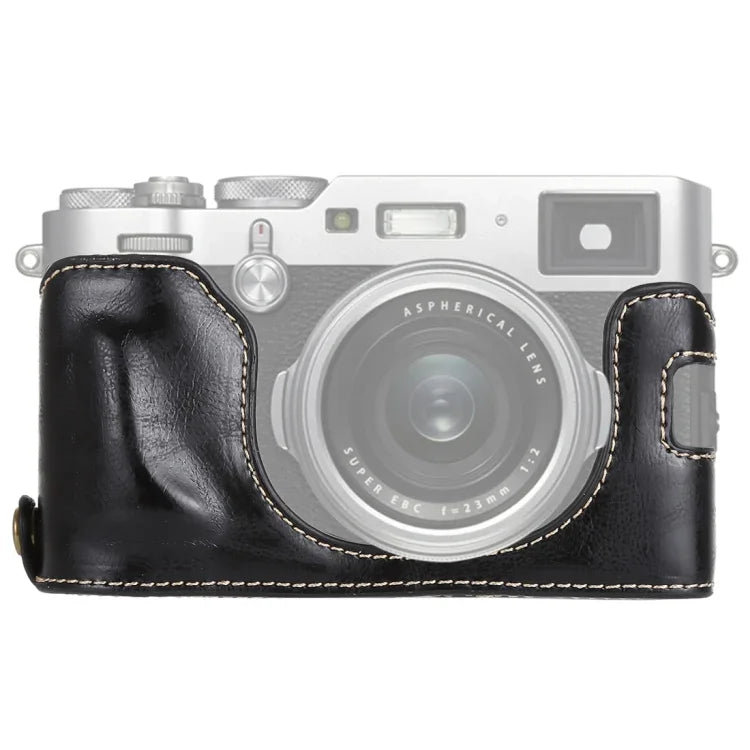 ฐานเคสหนัง PU ครึ่งตัวสำหรับกล้อง พร้อมเกลียว 1/4 นิ้ว สำหรับ FUJIFILM X100F, สำหรับ FUJIFILM X100F
