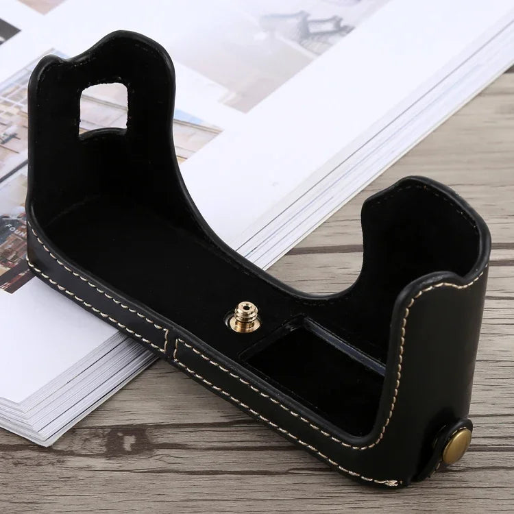 ฐานเคสหนัง PU ครึ่งตัวสำหรับกล้อง พร้อมเกลียว 1/4 นิ้ว สำหรับ FUJIFILM X100F, สำหรับ FUJIFILM X100F