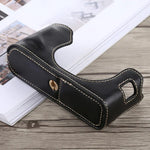ฐานเคสหนัง PU ครึ่งตัวสำหรับกล้อง พร้อมเกลียว 1/4 นิ้ว สำหรับ FUJIFILM X100F, สำหรับ FUJIFILM X100F