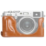 ฐานเคสหนัง PU ครึ่งตัวสำหรับกล้อง พร้อมเกลียว 1/4 นิ้ว สำหรับ FUJIFILM X100F, สำหรับ FUJIFILM X100F
