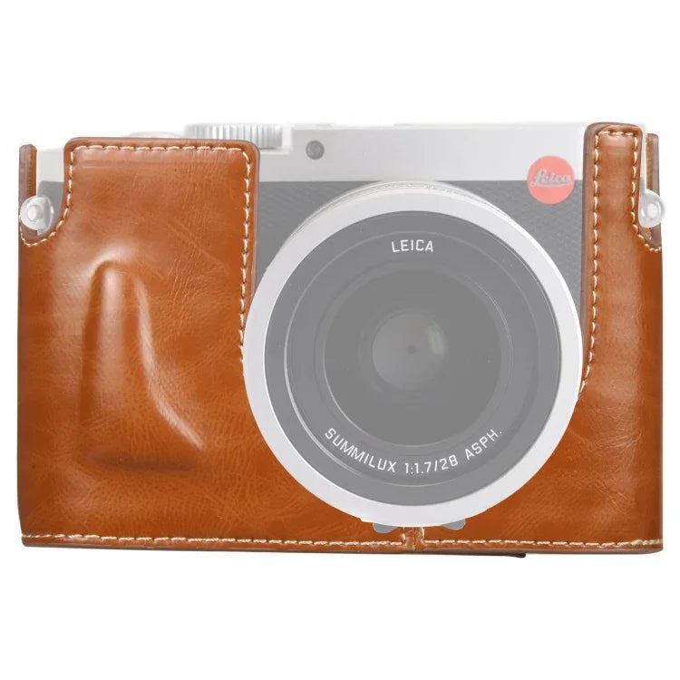 ฐานเคสกล้องหนัง PU ครึ่งตัวพร้อมเกลียว 1/4 นิ้ว สำหรับ Leica Q (Typ 116), สำหรับ Leica Q