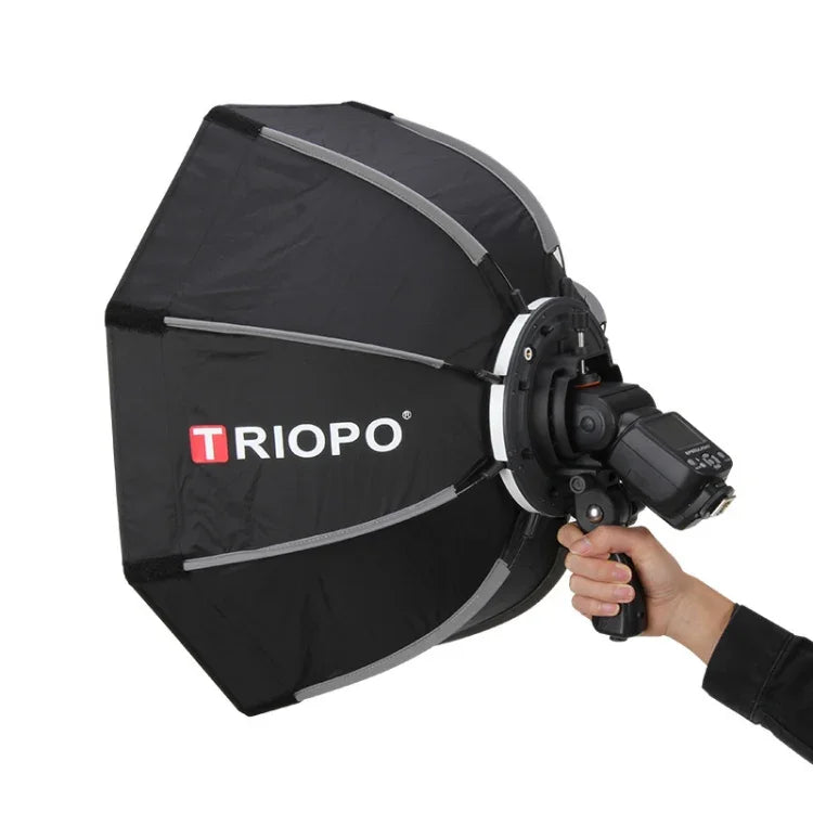 TRIOPO KS90 โดมซอฟต์บ็อกซ์แบบแปดเหลี่ยมขนาด 90 ซม. พร้อมด้ามจับและขาตั้งสำหรับแฟลช Speedlite, KS90