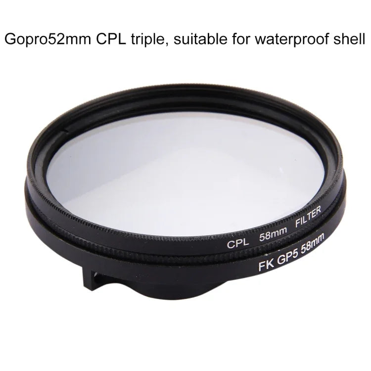 ฟิลเตอร์เลนส์ CPL แบบวงกลม 3-in-1 ขนาด 58 มม. พร้อมฝาปิด สำหรับ GoPro HERO7 Black/6/5, ฟิลเตอร์เลนส์ CPL ขนาด 58 มม.