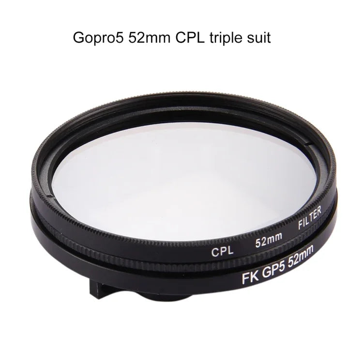 ฟิลเตอร์เลนส์ CPL แบบวงกลม 3 in 1 ขนาด 52 มม. พร้อมฝาครอบสำหรับ GoPro HERO7 Black/6 /5, ฟิลเตอร์ CPL 52 มม.