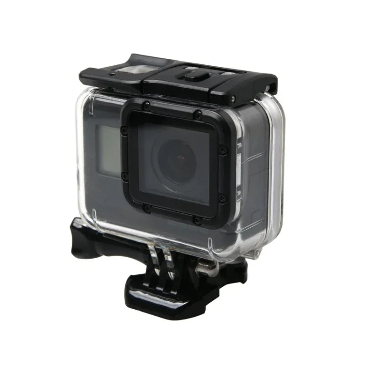 เคสกันน้ำสำหรับ GoPro HERO6 /5 พร้อมฝาหลังโปร่งแสงและตัวล็อก พร้อมฐานยึดและสกรูพื้นฐาน, เคสกันน้ำ