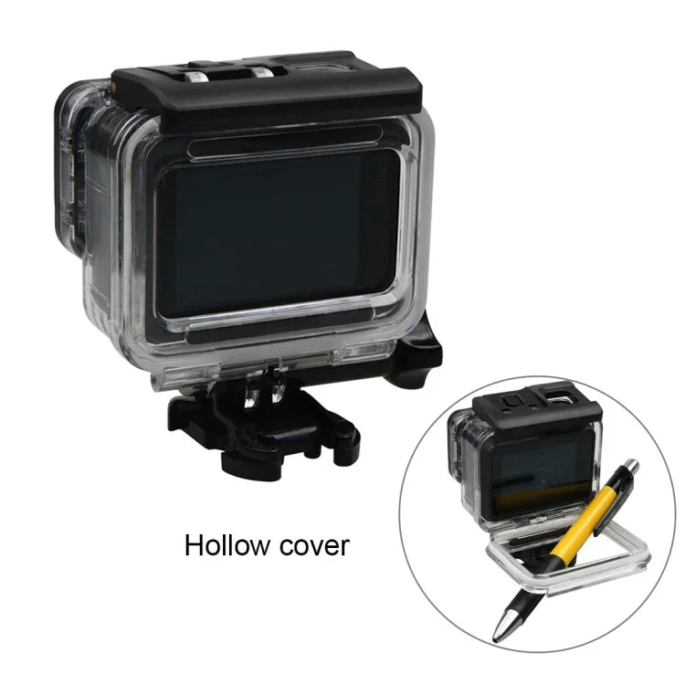 เคสกันน้ำสำหรับ GoPro HERO6 /5 พร้อมฝาหลังโปร่งแสงและตัวล็อก พร้อมฐานยึดและสกรูพื้นฐาน, เคสกันน้ำ