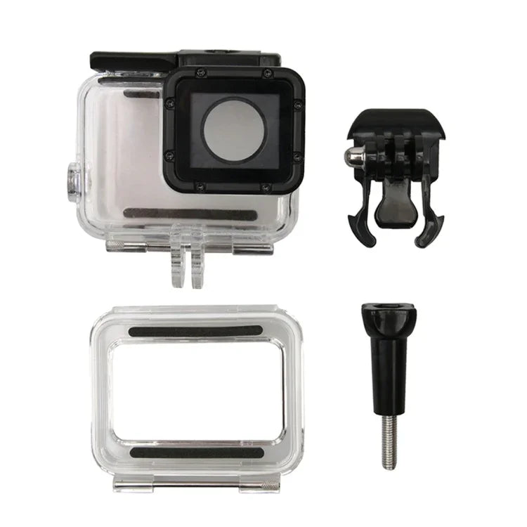 เคสกันน้ำสำหรับ GoPro HERO6 /5 พร้อมฝาหลังโปร่งแสงและตัวล็อก พร้อมฐานยึดและสกรูพื้นฐาน, เคสกันน้ำ