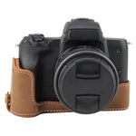 ฐานเคสกล้องหนัง PU ครึ่งตัวพร้อมเกลียว 1/4 นิ้ว สำหรับ Canon EOS M50 / M50 Mark II, สำหรับ Canon EOS M50