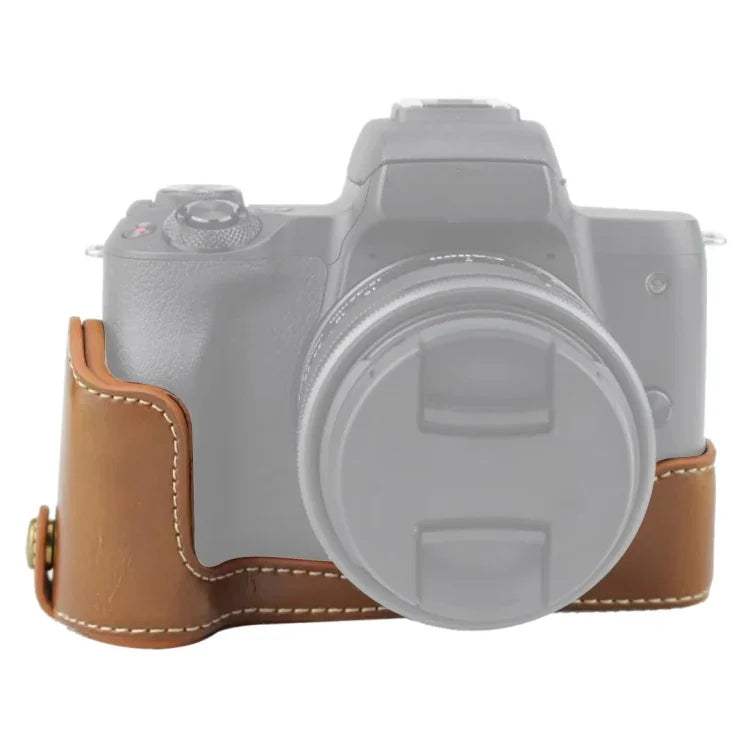 ฐานเคสกล้องหนัง PU ครึ่งตัวพร้อมเกลียว 1/4 นิ้ว สำหรับ Canon EOS M50 / M50 Mark II, สำหรับ Canon EOS M50