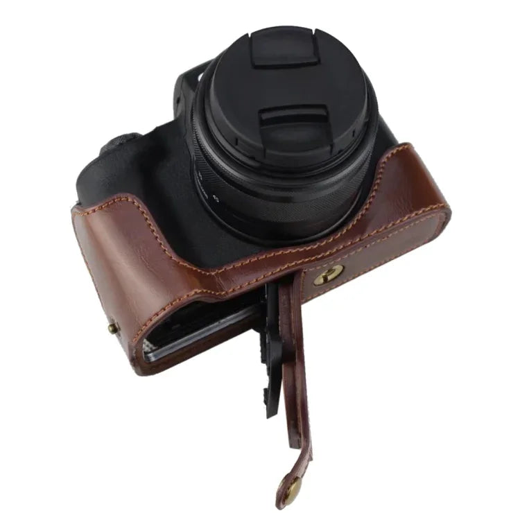 ฐานเคสกล้องหนัง PU ครึ่งตัวพร้อมเกลียว 1/4 นิ้ว สำหรับ Canon EOS M50 / M50 Mark II, สำหรับ Canon EOS M50
