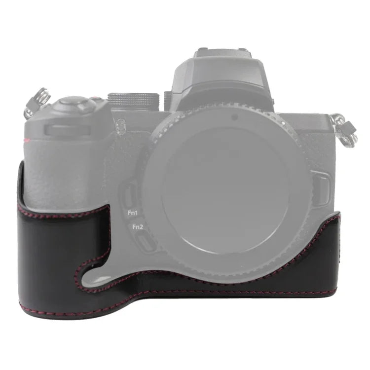 ฐานเคสกล้องหนัง PU ครึ่งตัวพร้อมเกลียว 1/4 นิ้ว สำหรับ Nikon Z50, สำหรับ Nikon Z50