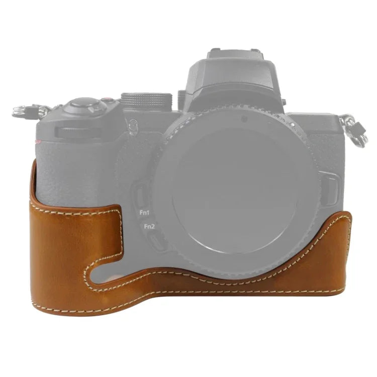 ฐานเคสกล้องหนัง PU ครึ่งตัวพร้อมเกลียว 1/4 นิ้ว สำหรับ Nikon Z50, สำหรับ Nikon Z50