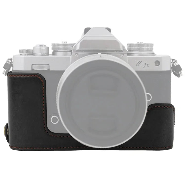 ฐานเคสกล้องหนัง PU ครึ่งตัวพร้อมเกลียว 1/4 นิ้ว สำหรับ Nikon Z fc, สำหรับ Nikon Z fc