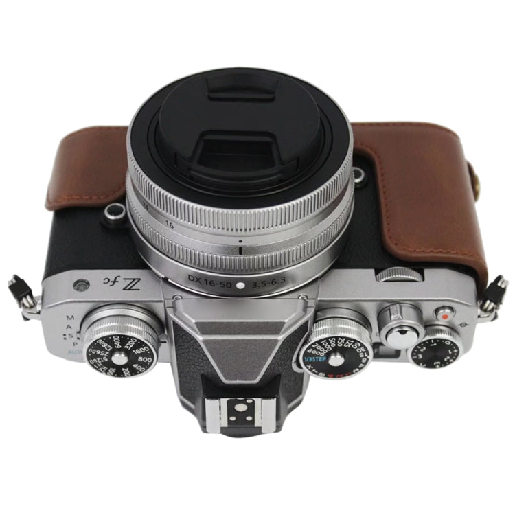 ฐานเคสกล้องหนัง PU ครึ่งตัวพร้อมเกลียว 1/4 นิ้ว สำหรับ Nikon Z fc, สำหรับ Nikon Z fc