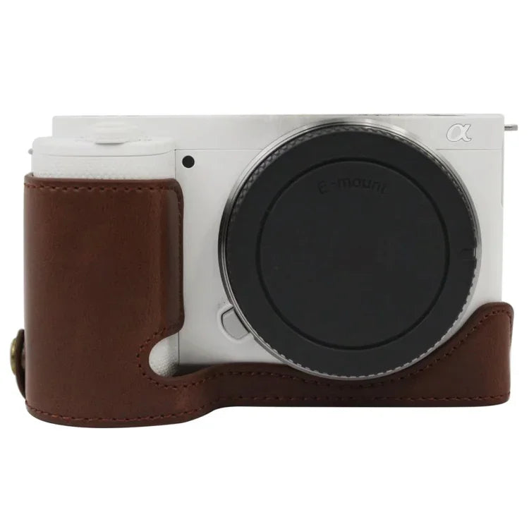ฐานเคสกล้องหนัง PU ครึ่งตัวพร้อมเกลียว 1/4 นิ้วสำหรับ Sony ZV-E10 / ZV-E10L สำหรับ Sony ZV-E10