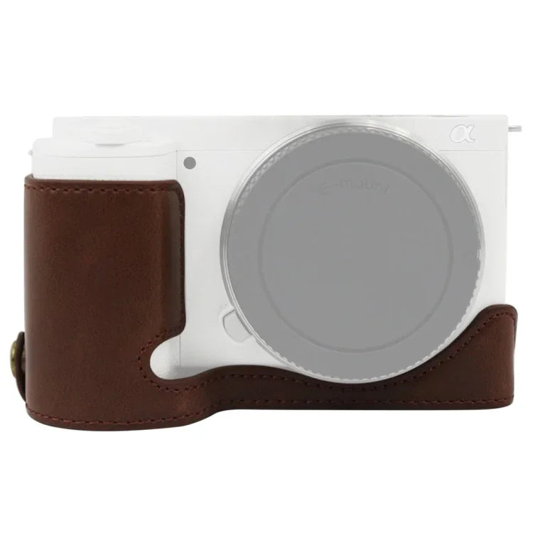 ฐานเคสกล้องหนัง PU ครึ่งตัวพร้อมเกลียว 1/4 นิ้วสำหรับ Sony ZV-E10 / ZV-E10L สำหรับ Sony ZV-E10