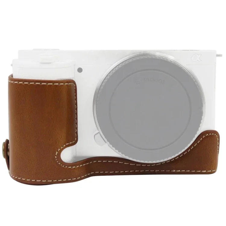 ฐานเคสกล้องหนัง PU ครึ่งตัวพร้อมเกลียว 1/4 นิ้วสำหรับ Sony ZV-E10 / ZV-E10L สำหรับ Sony ZV-E10