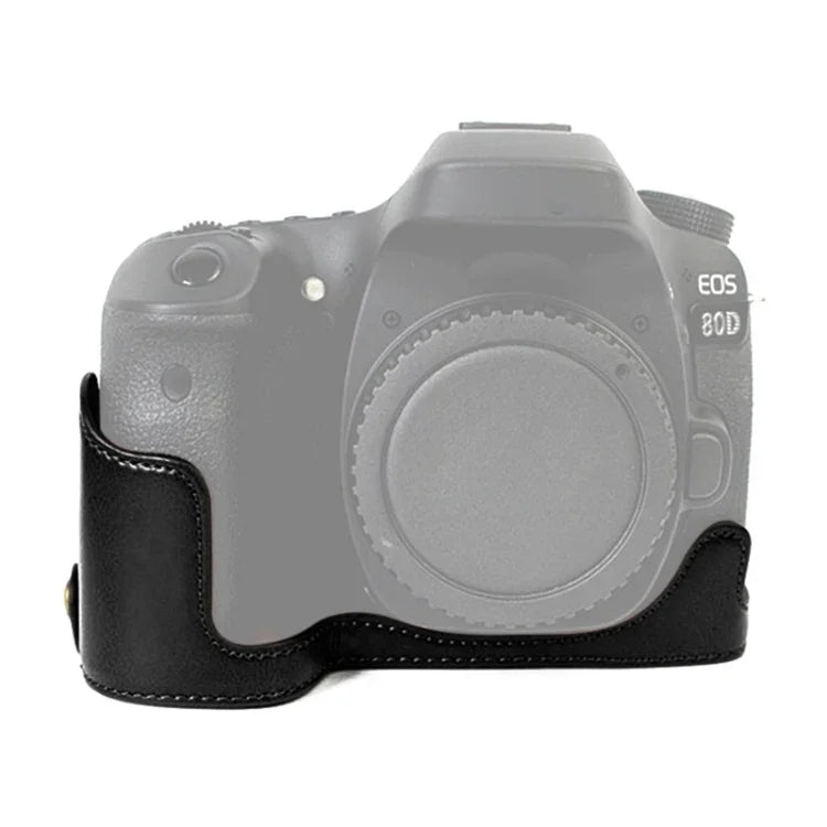 ฐานเคสกล้องหนัง PU ครึ่งตัวพร้อมเกลียว 1/4 นิ้ว สำหรับ Canon EOS 80D / 70D, สำหรับ Canon EOS 80D
