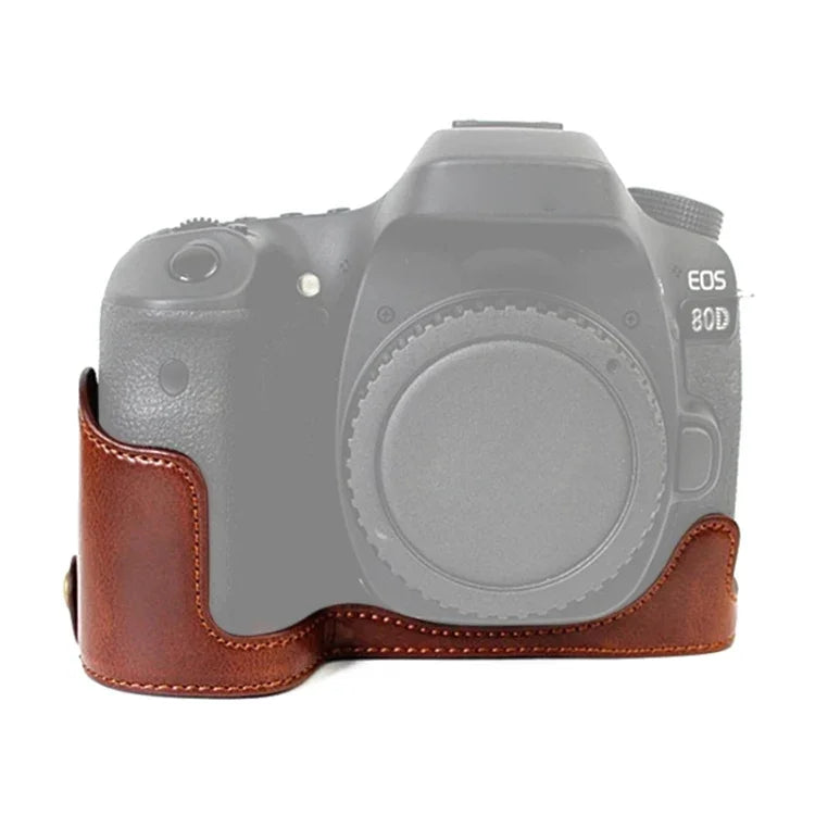 ฐานเคสกล้องหนัง PU ครึ่งตัวพร้อมเกลียว 1/4 นิ้ว สำหรับ Canon EOS 80D / 70D, สำหรับ Canon EOS 80D
