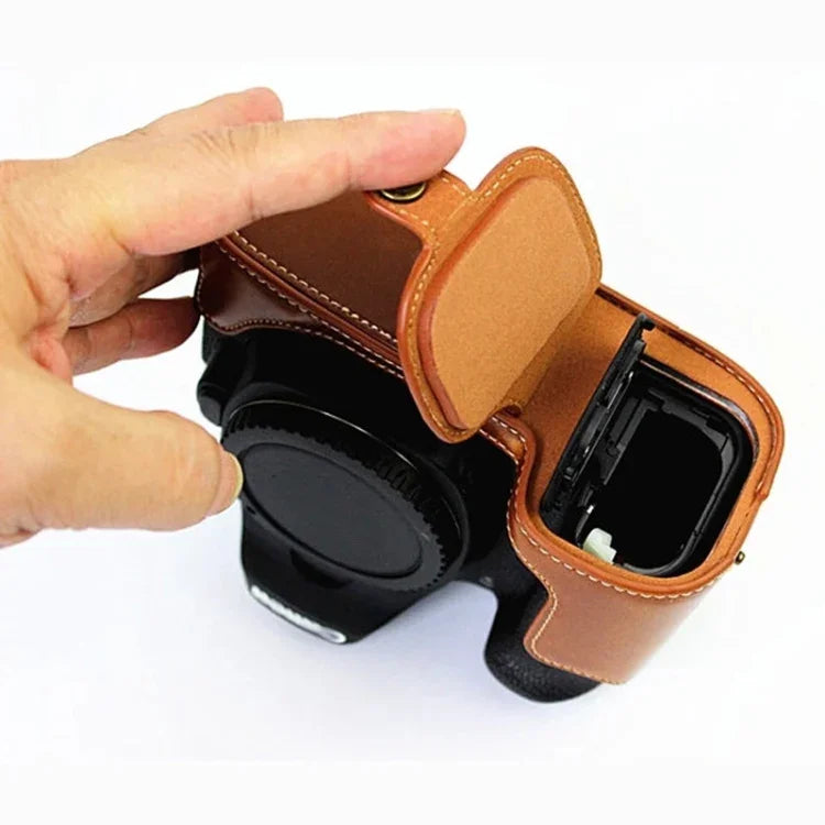 ฐานเคสกล้องหนัง PU ครึ่งตัวพร้อมเกลียว 1/4 นิ้ว สำหรับ Canon EOS 80D / 70D, สำหรับ Canon EOS 80D
