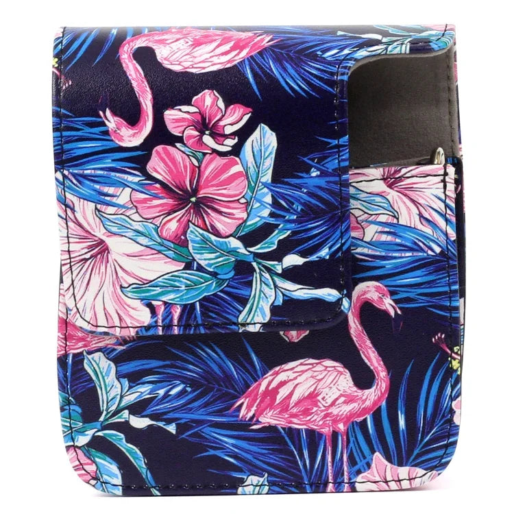 กระเป๋าเคสกล้องหนัง PU ลายฟลามิงโก้สำหรับกล้อง FUJIFILM Instax Mini90, ลายฟลามิงโก้