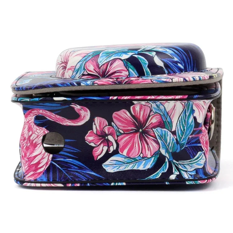 กระเป๋าเคสกล้องหนัง PU ลายฟลามิงโก้สำหรับกล้อง FUJIFILM Instax Mini90, ลายฟลามิงโก้